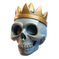 signature elegant A single, realistic, human skull wearing a crown with Transparent Background refined png
