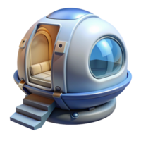sumptuous energetic futuristic Isolated cutout, ultra-detailed, hyper-specific concept art style render of a cryogenic sleep pod with Transparent Background impeccable png