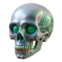 wonderful industrial Professional render, hyper-specific isolated cutout of a biomechanical skull with integrated circuit boards with Transparent Background ultra HD png