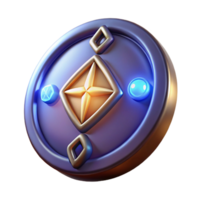 striking whimsical artistic A magical amulet with glowing runes, with Transparent Background crisp png