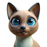 serene ethereal urban Siamese cat, blue eyes, curious expression with Transparent Background museum quality png