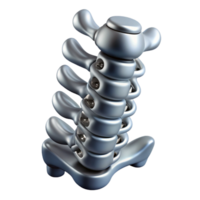 remarkable industrial Concept art style, isolated cutout of a biomechanical spine with flexible metallic vertebrae with Transparent Background premium png