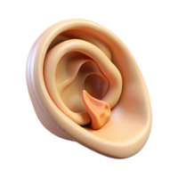 stunning standout Concept art style, isolated cutout of a single human ear listening to the whispers of a conch shell with Transparent Background png