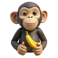 passionate wonderful Chimpanzee, holding a banana banana not visible, mischievous expression with Transparent Background impeccable png