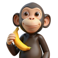 picturesque retro Chimpanzee, holding a banana banana not visible, mischievous expression with Transparent Background exclusive png