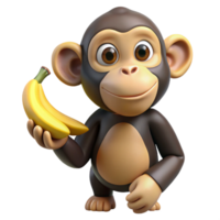 tranquil glorious Chimpanzee, holding a banana banana not visible, mischievous expression with Transparent Background artisan png