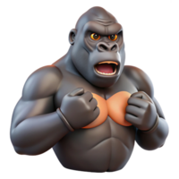 harmonious captivating Gorilla, silverback, beating chest with Transparent Background premium png