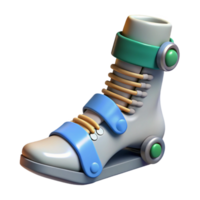 stunning coastal Concept art style, isolated cutout of a biomechanical foot with spring-loaded joints and magnetic soles with Transparent Background crisp png