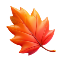 sought-after minimalist A single, falling autumn leaf, in vibrant shades of red and orange with Transparent Background studio quality png