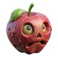 peaceful alluring Hyper-specific, photorealistic isolated cutout of a single, decaying apple with a human face with Transparent Background refined png