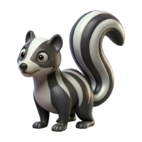 nostalgic pristine Skunk, striped tail raised with Transparent Background 4K png