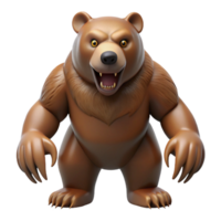 harmonious pristine Grizzly bear, powerful claws with Transparent Background high quality png