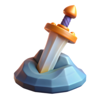 sumptuous distinctive A stylized, iconic sword in the stone, with Transparent Background png