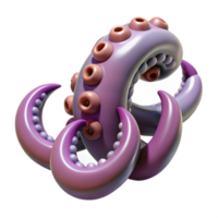 serene reflective bohemian Concept art style, isolated cutout of a biomechanical tentacle with suction cups and grasping claws with Transparent Background artisan png