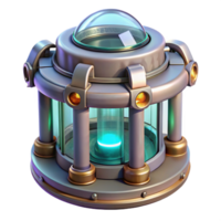 mysterious dramatic Isolated cutout, ultra-detailed, hyper-specific concept art render of a stasis chamber with Transparent Background museum quality png