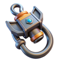 splendid mysterious avant-garde Concept art style, isolated cutout of a high-tech grappling hook, ultra-detailed, hyper-specific with Transparent Background genuine png