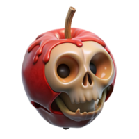 sumptuous passionate impressionist Professional render, isolated cutout of a hyper-specific, decaying apple with a miniature human skeleton visible inside with Transparent Background perfect clarity png