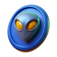radiant exemplary Hyper-specific professional render of a single piece of alien currency, photorealistic, isolated cutout with Transparent Background png