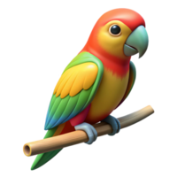 nostalgic picturesque Parrot, colorful feathers, perched on a branch branch not visible with Transparent Background premium png