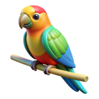 intense serene Parrot, colorful feathers, perched on a branch branch not visible with Transparent Background top-tier png