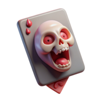 unparalleled modern Ultra-detailed, concept art style of a floating, single playing card with a face morphing into a screaming skull with Transparent Background premium png
