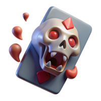sumptuous remarkable Ultra-detailed, concept art style of a floating, single playing card with a face morphing into a screaming skull with Transparent Background png