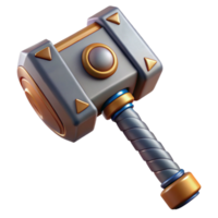 striking joyful surreal Concept art style, hyper-specific professional render of an isolated Mjolnir hammer, intricate carvings visible with Transparent Background precision png