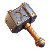 notable impressionist Concept art style, hyper-specific professional render of an isolated Mjolnir hammer, intricate carvings visible with Transparent Background 8K png
