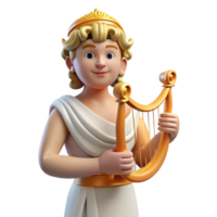 signature geometric Apollo, God of Music and Light, holding a lyre with Transparent Background elite png