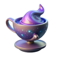 passionate beautiful Ultra-detailed, professional render of a levitating teacup filled with swirling cosmic dust with Transparent Background gallery standard png