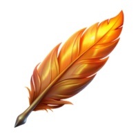 timeless surreal Hyper-specific, professional render, isolated cutout of a single Phoenix feather, glowing with embers with Transparent Background handcrafted png