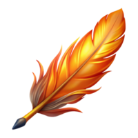 radiant melancholic creative Hyper-specific, professional render, isolated cutout of a single Phoenix feather, glowing with embers with Transparent Background 8K png