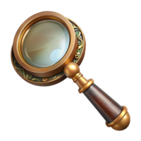 vibrant rustic Steampunk magnifying glass with a brass handle and intricate engravings with Transparent Background detailed png