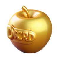 quintessential bohemian Ultra-detailed, concept art style, isolated cutout of a single, golden Apple of Discord, inscription visible with Transparent Background high resolution png