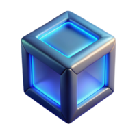 pristine inspired A levitating cube with glowing edges with Transparent Background png