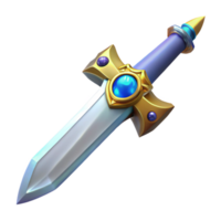 passionate striking Concept art style, hyper-specific professional render of an isolated Excalibur sword, hilt encrusted with jewels with Transparent Background luxury png