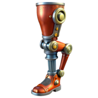 passionate glorious Steampunk prosthetic leg with articulated joints and metal plating with Transparent Background authentic png