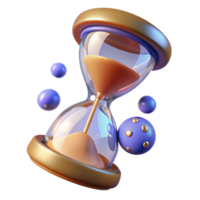 nostalgic sumptuous Ultra-detailed, professional render of a floating hourglass filled with melting clocks with Transparent Background museum quality png