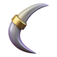reflective fascinating Professional render, hyper-specific, isolated cutout of a single Harpy talon, sharp and curved with Transparent Background masterfully captured png