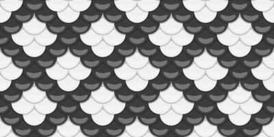 Sleek grayscale fish scale pattern. Perfect for backgrounds, textures, or website design, evoking themes of protection, elegance, and seamless repetition. vector