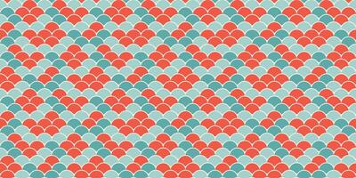 Vibrant coral and teal scales pattern. Perfect for textile design, website backgrounds, or playful branding. This geometric, repeating design offers a retro feel with modern appeal. vector