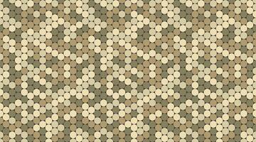Abstract geometric pattern featuring a dynamic interplay of beige and olive green circles, creating a visually engaging mosaic effect. vector