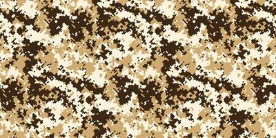 Abstract desert camouflage pattern. Digital texture in beige, brown, and white. Ideal for backgrounds, textile design, military, or urban themes. Represents concealment, strategy, and adaptability. vector