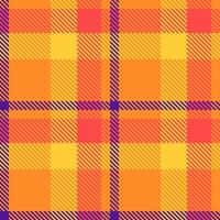 Pyjamas textile check, large plaid texture background. Primary pattern tartan seamless fabric in orange and sunglow colors. vector