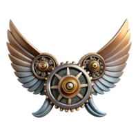 striking sought-after Steampunk wings made of metal and gears, articulated for flight with Transparent Background png