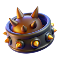 timeless abstract Concept art style, isolated cutout of a single Cerberus collar, studded and glowing faintly with Transparent Background museum quality png