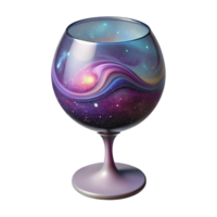 picturesque calm futuristic Photorealistic, hyper-specific, isolated cutout of a single wine glass filled with swirling galaxies with Transparent Background studio quality png