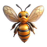 spectacular distinctive Photorealistic hyper-specific image of a single honeybee, wings outstretched, with Transparent Background png
