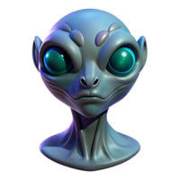 standout modern Alien creature head with three eyes and bioluminescent skin with Transparent Background high quality png