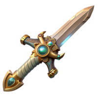 peaceful mesmerizing Steampunk sword with intricate engravings and a jeweled hilt with Transparent Background detailed png